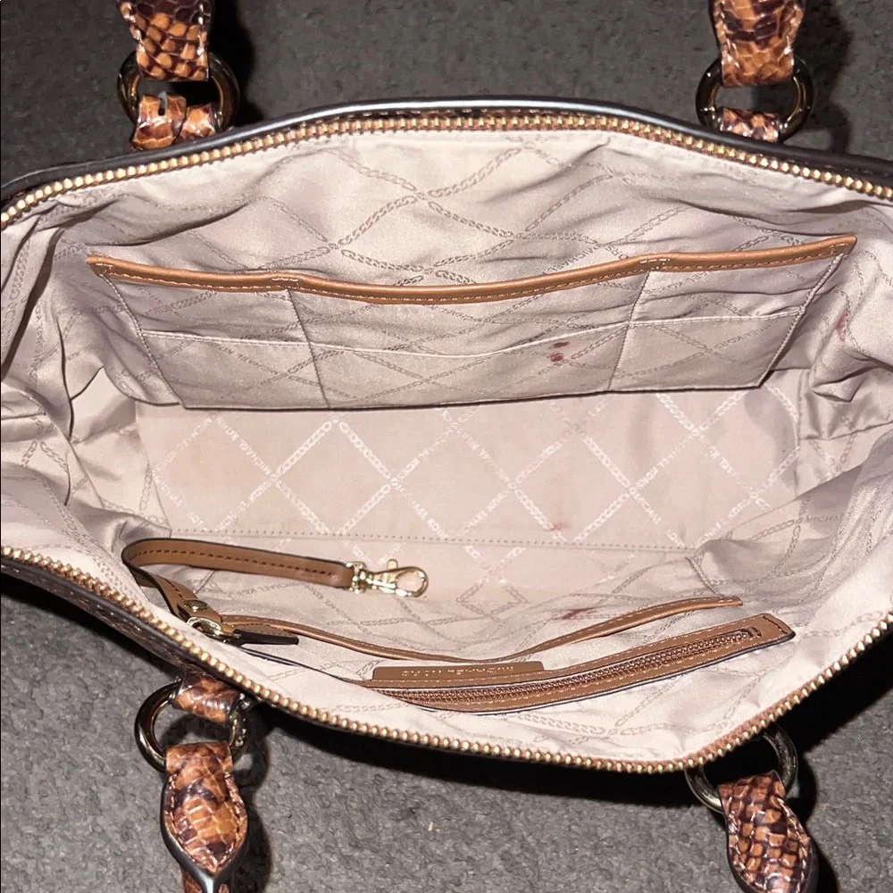 MICHAEL KORS Brown Snake Python Embossed Satchel - Picture 3 of 8